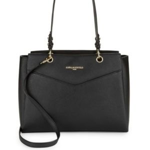 Karl Lagerfeld Black Textured Leather Handbag NWOT